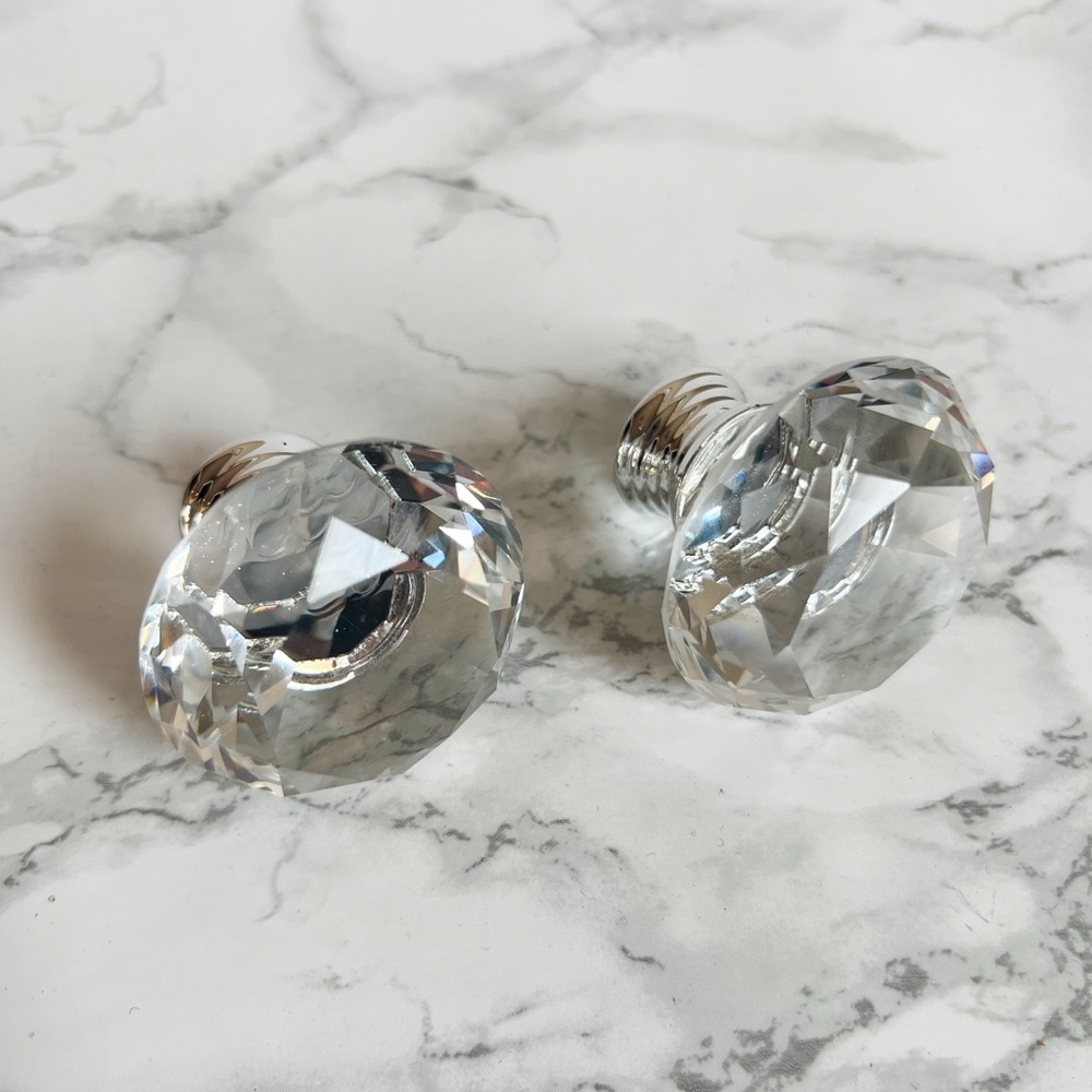 Crystal Glass Diamond Shaped Knobs for DIY Cabinet & Drawer Pulls | Set of 2